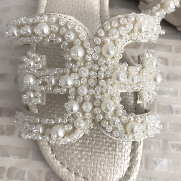 Sam Edelman Women's Ivory Pearl Slide Sandals - Picture 2 of 8